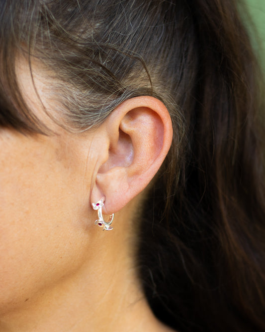 Myrtle Hoop Silver Small with Ruby
