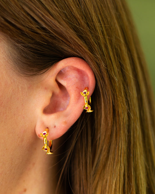 Myrtle Hoop Gold Small with Ruby